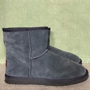 Ukala Womens Grey Sydney Mini Suede/Merino Wool Lined Warm Winter Boots SZ US 10